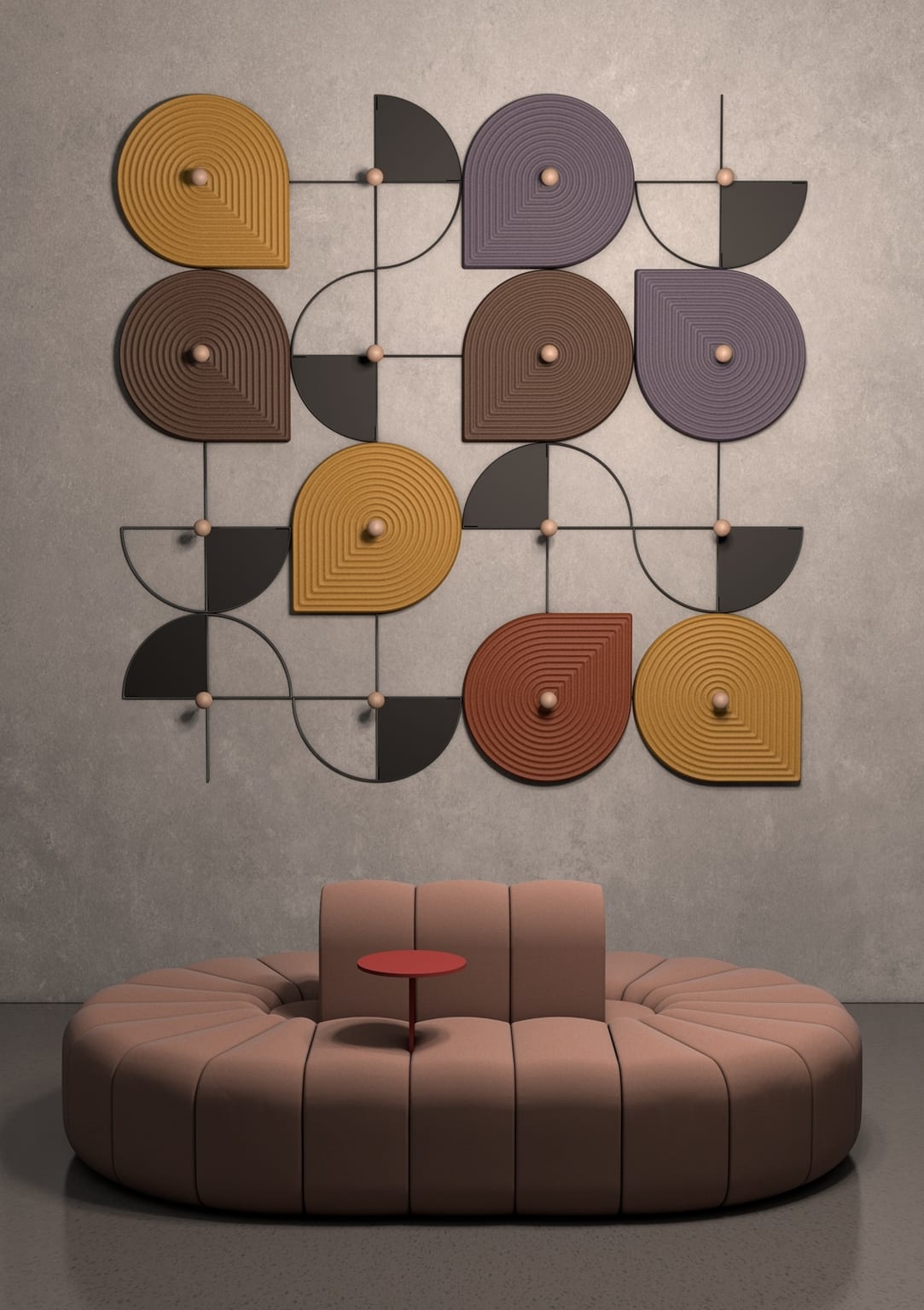 DECOFUNC by Osko + Deichmann for Blå Station featuring artistic acoustic panels that transform functional elements into sculptural art