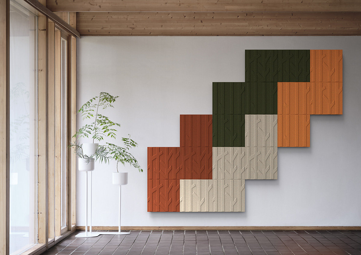 Deep Forest sound absorber by Nina Jobs for Skandiform featuring innovative sustainable materials and acoustic performance