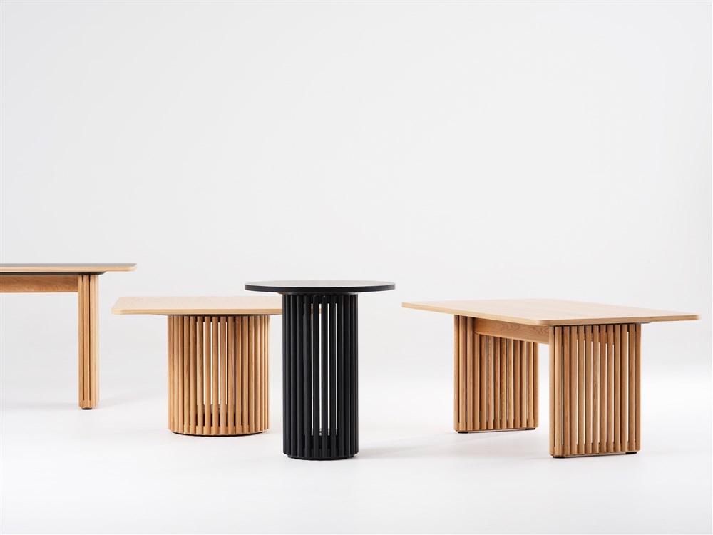 Multiple configurations of OPERA table system showcasing its adaptability for various commercial applications