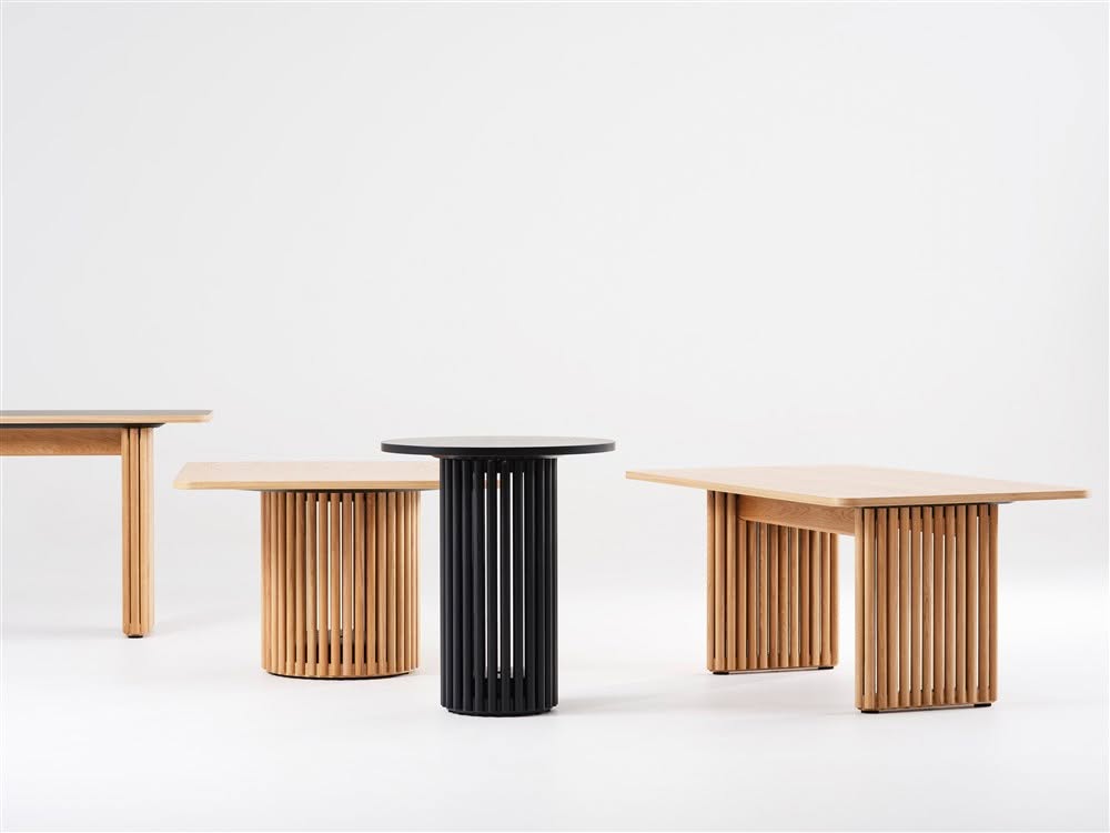 Multiple configurations of OPERA table system showcasing its adaptability for various commercial applications
