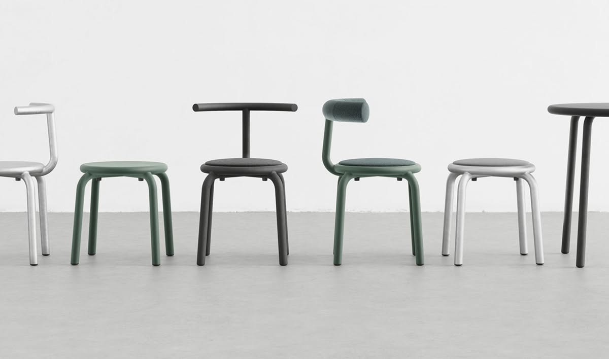 Form Us With Love's TORNO collection for Hallé featuring tables that blend industrial efficiency with craft tradition
