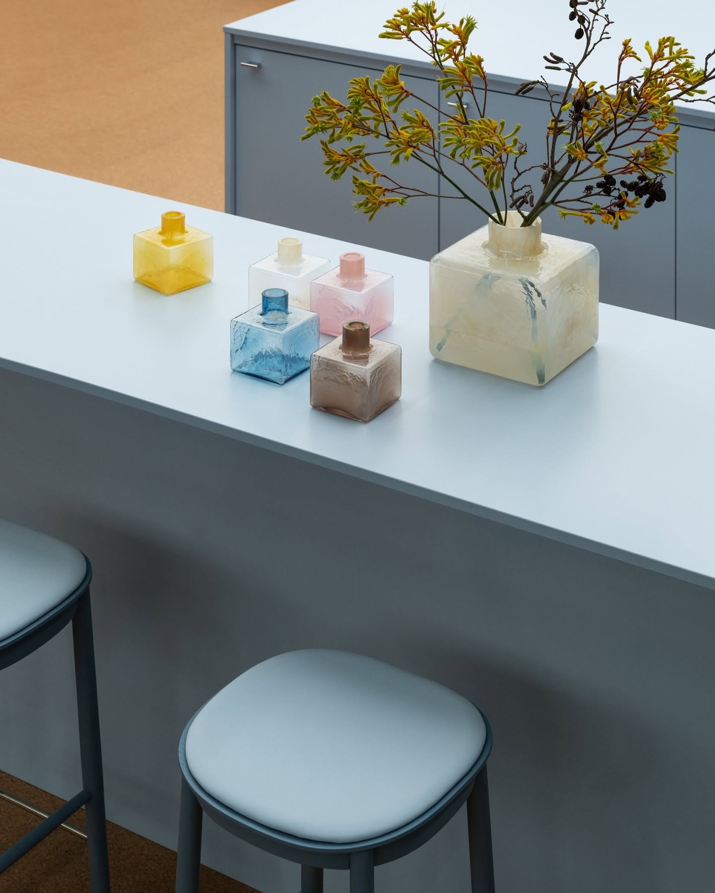 CUBE glass vase by Carina Seth Andersson for Fogia featuring revitalized color palette that enhances the minimalist design