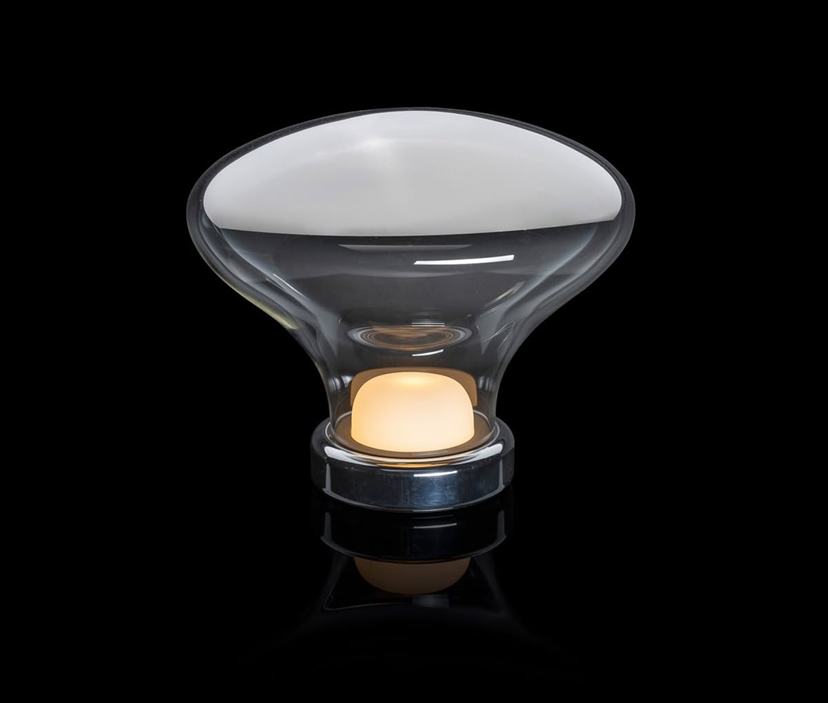 Celestial-inspired Nebula Ceiling Sconce with mirror-like metallic glass reflector creating an otherworldly lighting effect