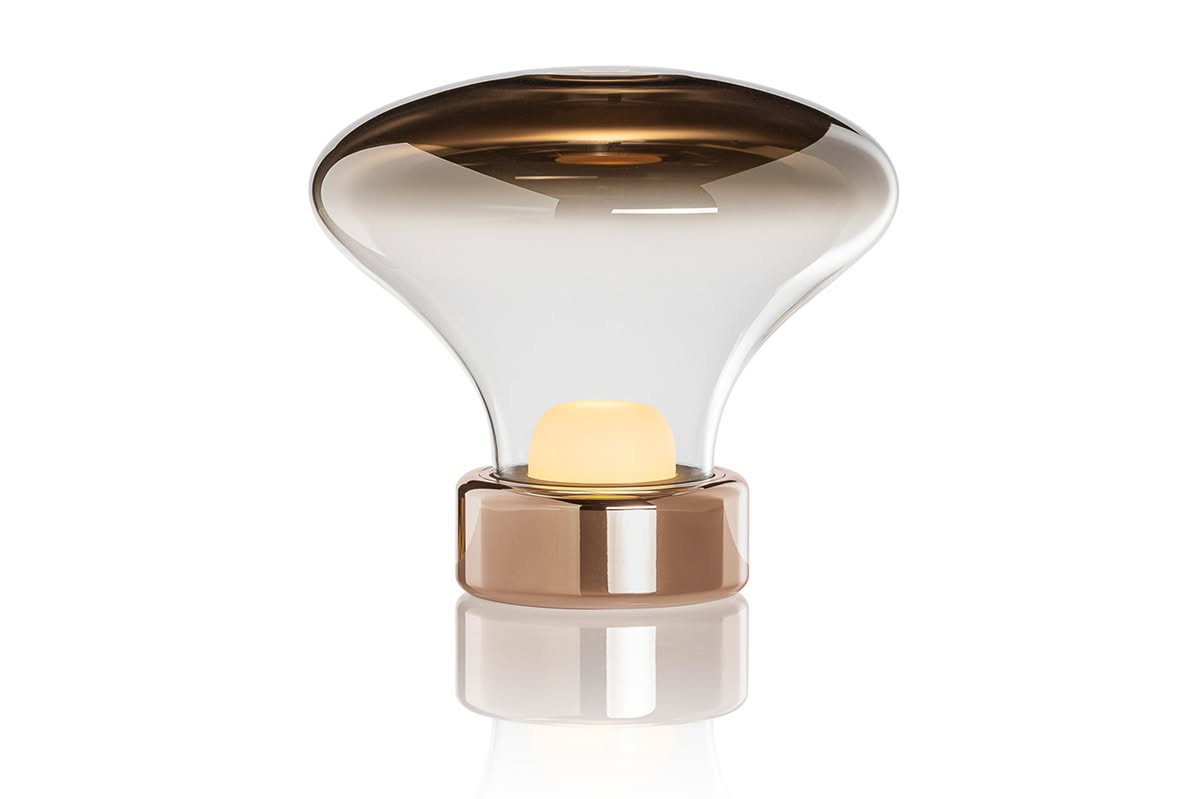 Nebula Baby Table Lamp featuring organic form with gradient reflective dome and borosilicate glass by Claesson Koivisto Rune
