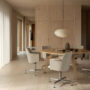 Lammhults Carousel armchair beige Ponto table ash e01