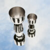 Nappula plant pots XS and M in mirror-polished stainless steel by Matti Klenell for Iittala