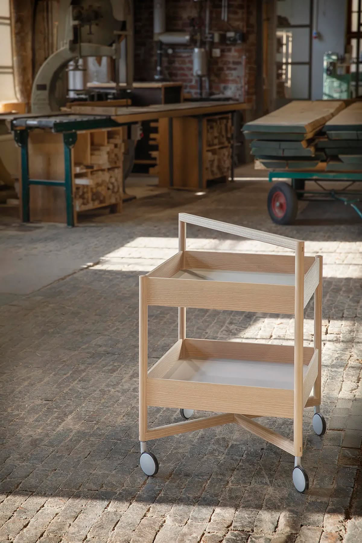 Taso tray table with wheels by Cecilie Manz for Nikari — solid wood, higher model with castors