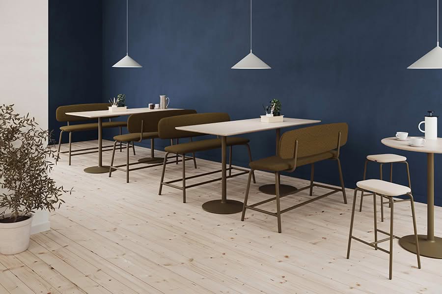 MATERIA Amis sofa and bar stool Uni table interior 1